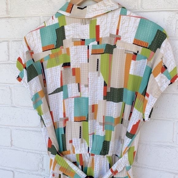 LDT Darcy Patch Print Point Collar Cap Sleeve Maxi Shirt Dress - Picture 11 of 12